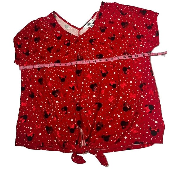 NWT Disney Parks Women’s XL Red Minnie Mouse Sequin V-Neck Short Sleeve Top - Picture 7 of 8